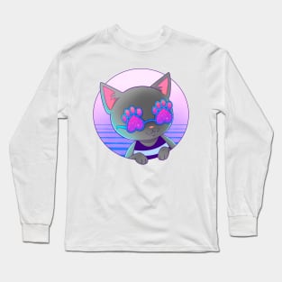 Aesthetic Cat with Paw Sunglasses Long Sleeve T-Shirt